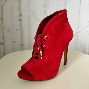 Guess Lace-Up Peep Toe Booties